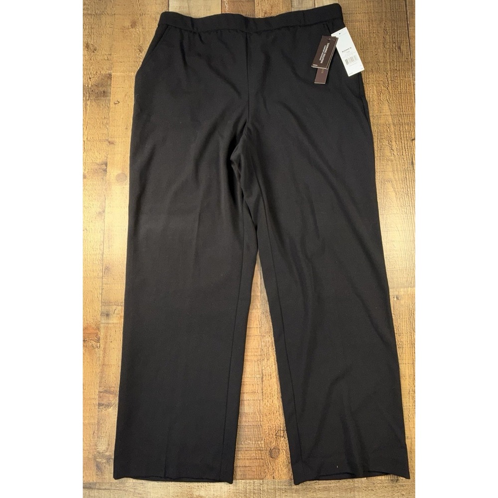 NWT Dana Buchman Pants Womens 14 Short Black Straight Leg Pull On Comfort Waist